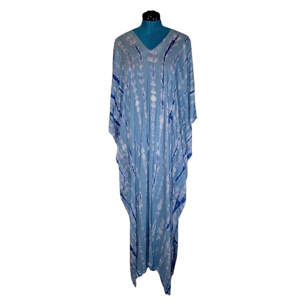 MaLa Handworks Kaftan Boho Everyday Cover Up Dress O/S Sage, Tan, Violet Tie Dye
